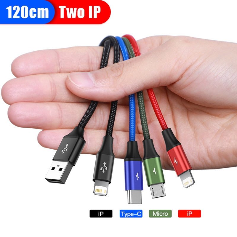 Baseus 3-in-1 USB kabel: Type C voor samsung & xiaomi, 4-in-1 kabel voor iphone, Micro USB lader - Bivakshop