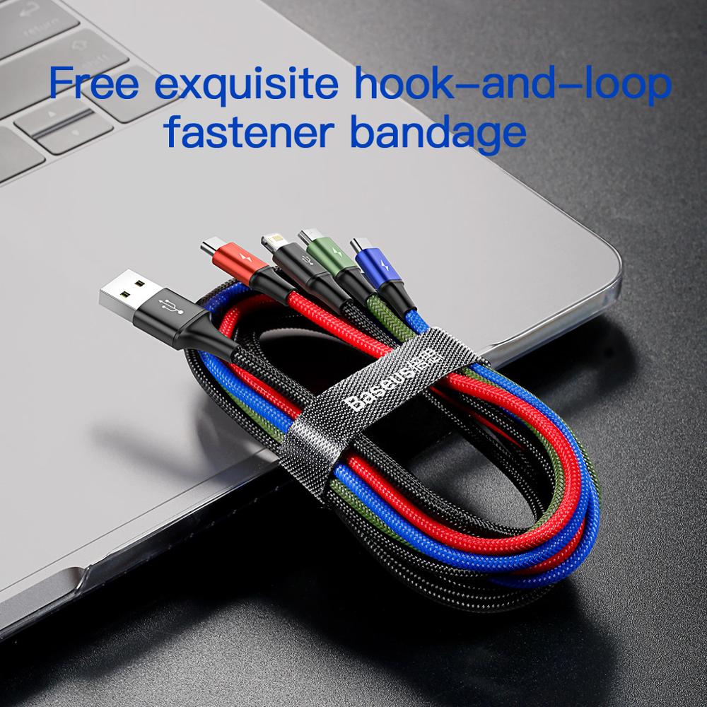 Baseus 3-in-1 USB kabel: Type C voor samsung & xiaomi, 4-in-1 kabel voor iphone, Micro USB lader - Bivakshop