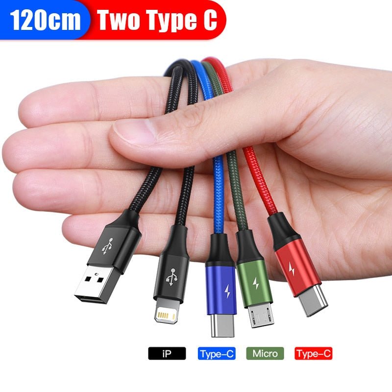 Baseus 3-in-1 USB kabel: Type C voor samsung & xiaomi, 4-in-1 kabel voor iphone, Micro USB lader - Bivakshop