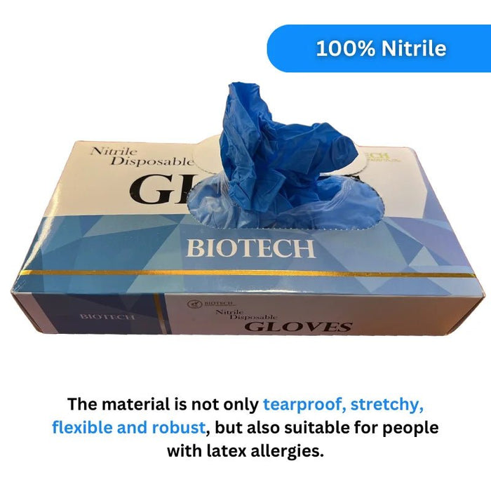 BIOTECH Nitril wegwerphandschoenen - 100 stuks poedervrij - Maat S / Klein - Bivakshop