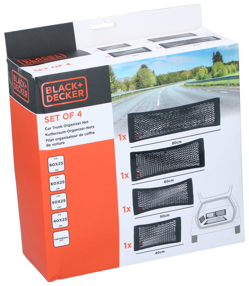BLACK+DECKER Auto bagagenet set - Houd je spullen georganiseerd - Bivakshop