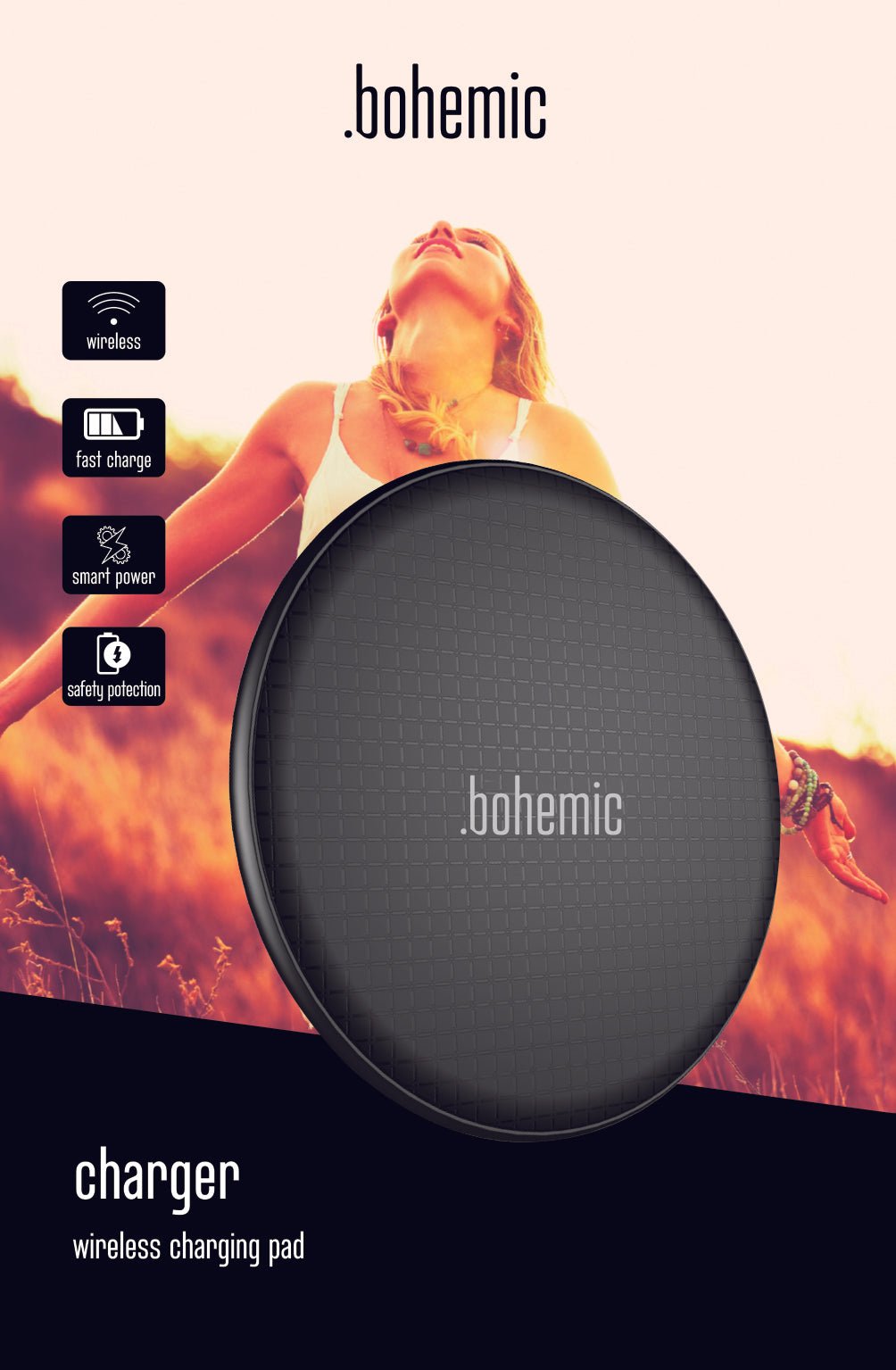 Bohemic BOH7276: draadloos oplaadstation smartphones Android en I-Phone - Bivakshop
