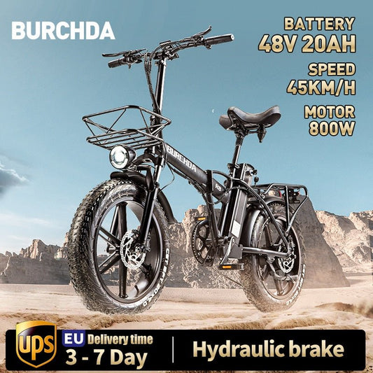 Burchda R8 800W Opvouwbare elektrische fiets - 48V20AH Lithium batterij - Krachtig en comfortabel - Bivakshop