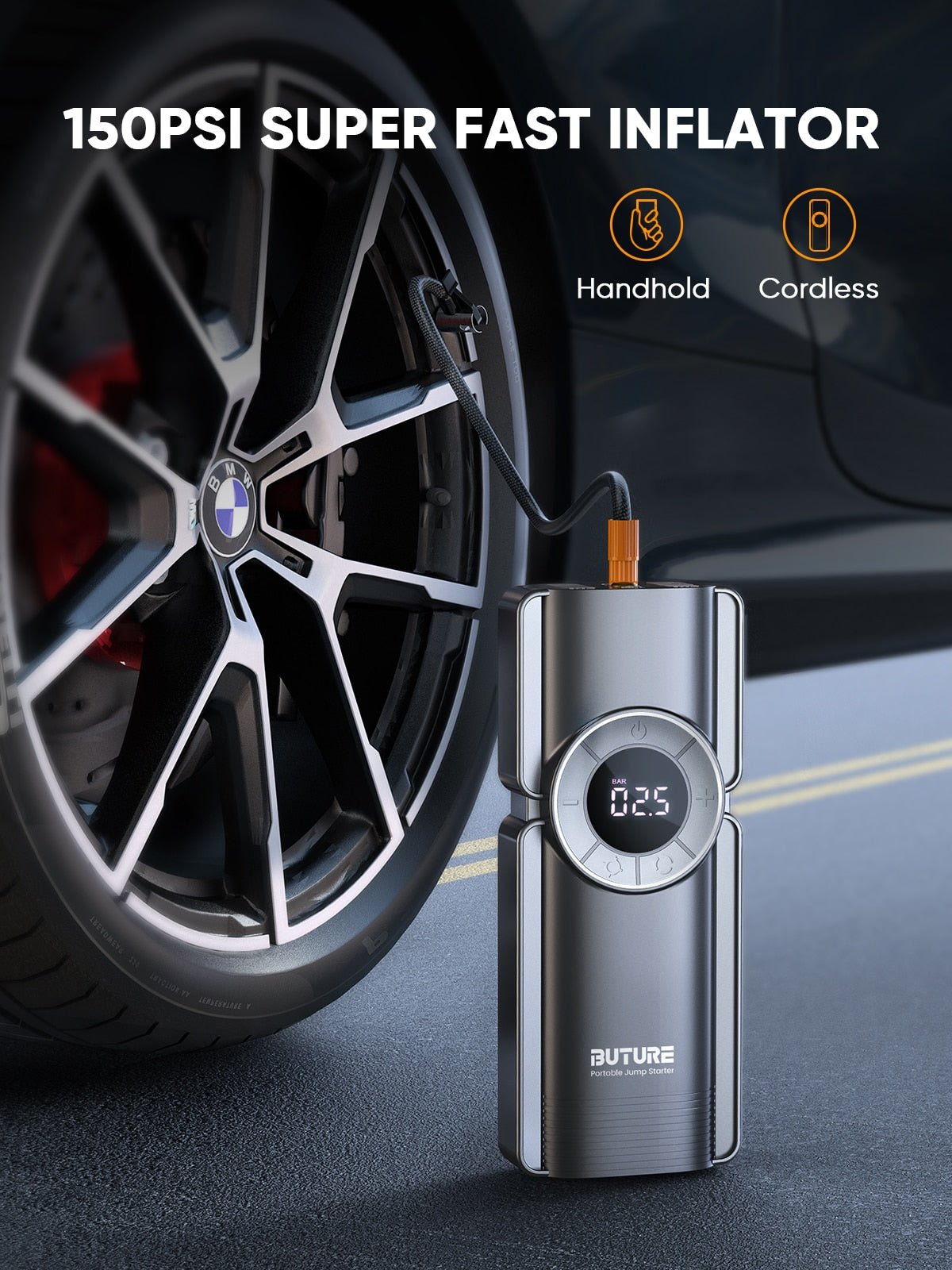 Buture Bate1 4 in 1 Jump Starter met Air Compressor, Power Bank en LED Zaklamp - Bivakshop