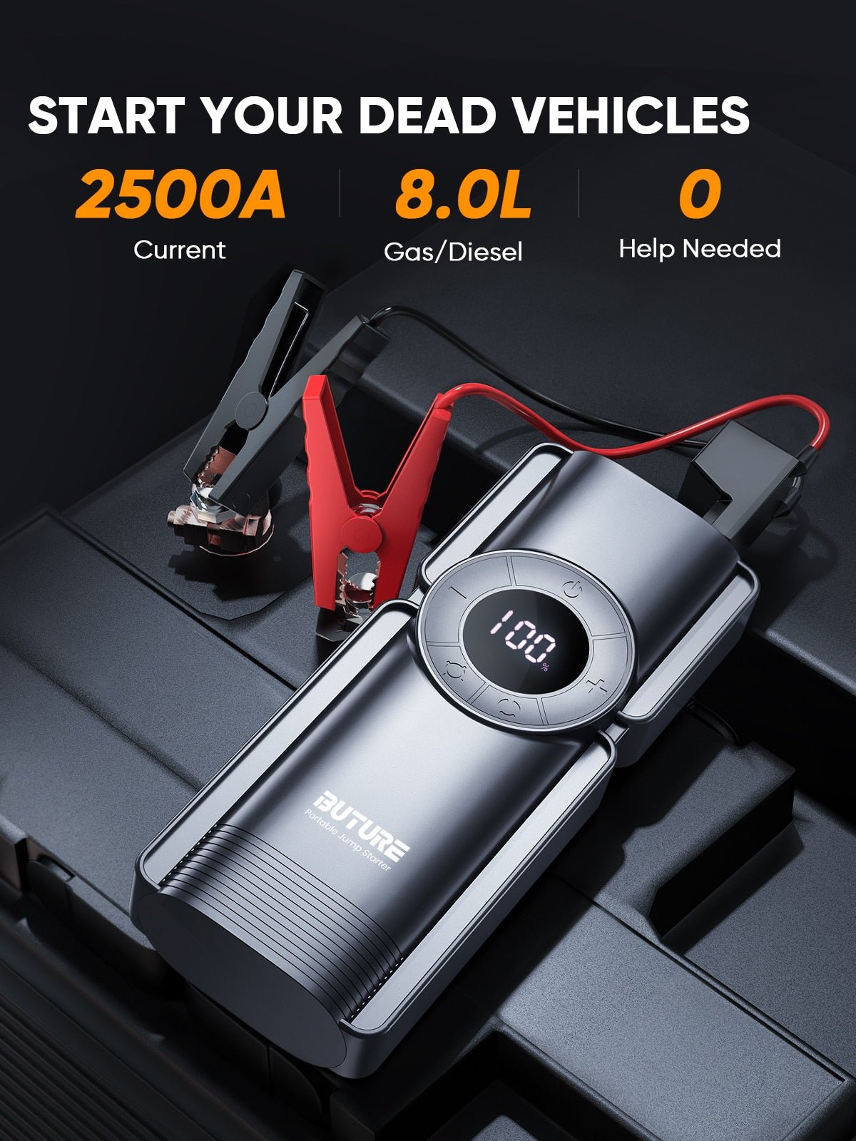 Buture Bate1 4 in 1 Jump Starter met Air Compressor, Power Bank en LED Zaklamp - Bivakshop