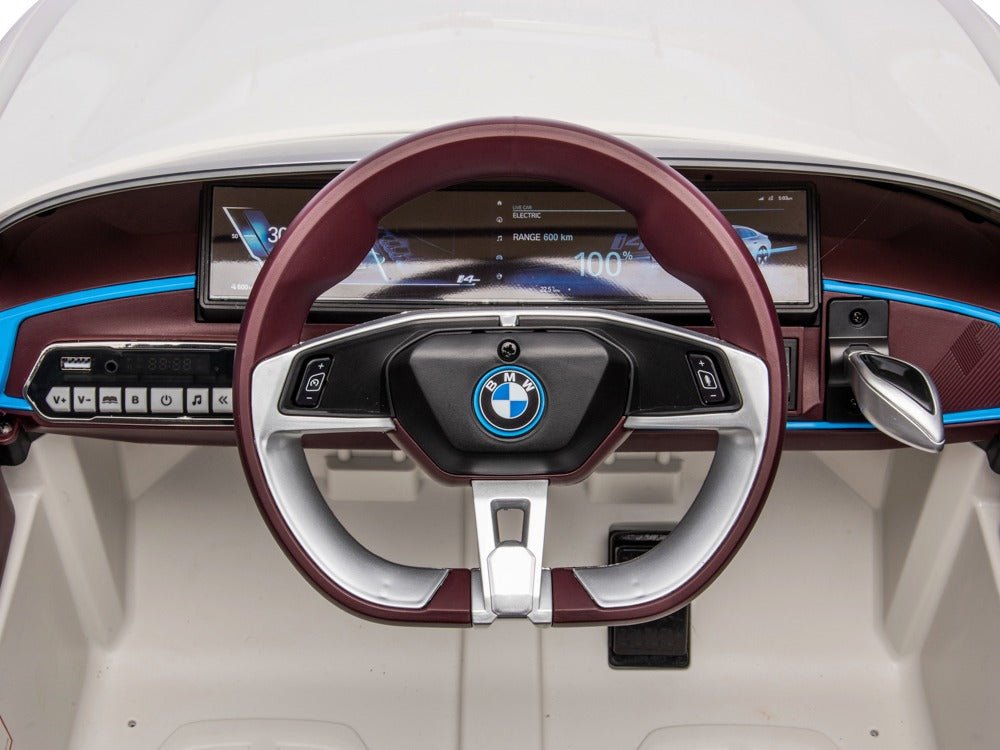 BWM i4 Wit - Elektrische kinderauto met muziek, verstelbare stoel en afstandsbediening - Bivakshop
