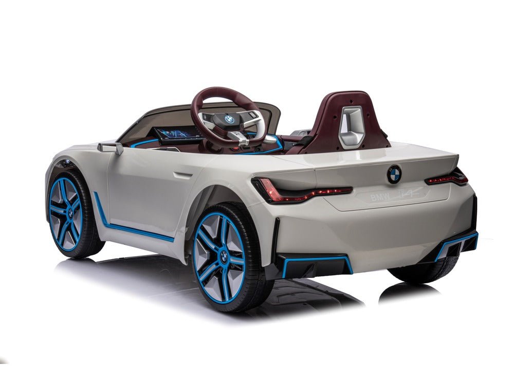 BWM i4 Wit - Elektrische kinderauto met muziek, verstelbare stoel en afstandsbediening - Bivakshop