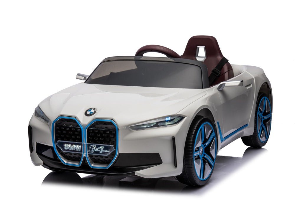 BWM i4 Wit - Elektrische kinderauto met muziek, verstelbare stoel en afstandsbediening - Bivakshop