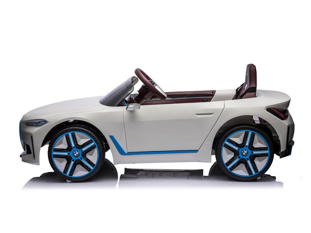 BWM i4 Wit - Elektrische kinderauto met muziek, verstelbare stoel en afstandsbediening - Bivakshop