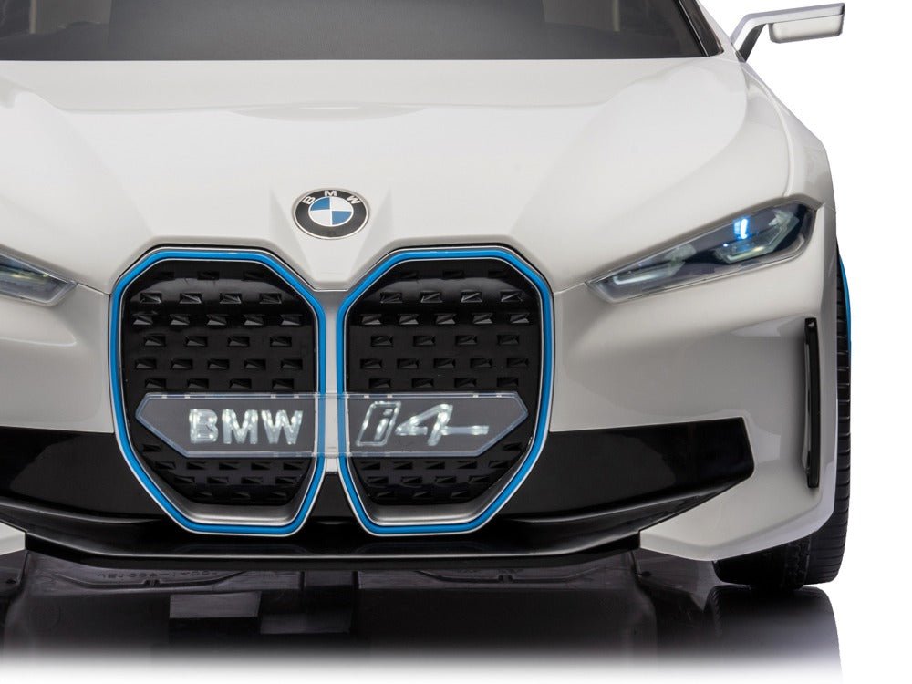 BWM i4 Wit - Elektrische kinderauto met muziek, verstelbare stoel en afstandsbediening - Bivakshop
