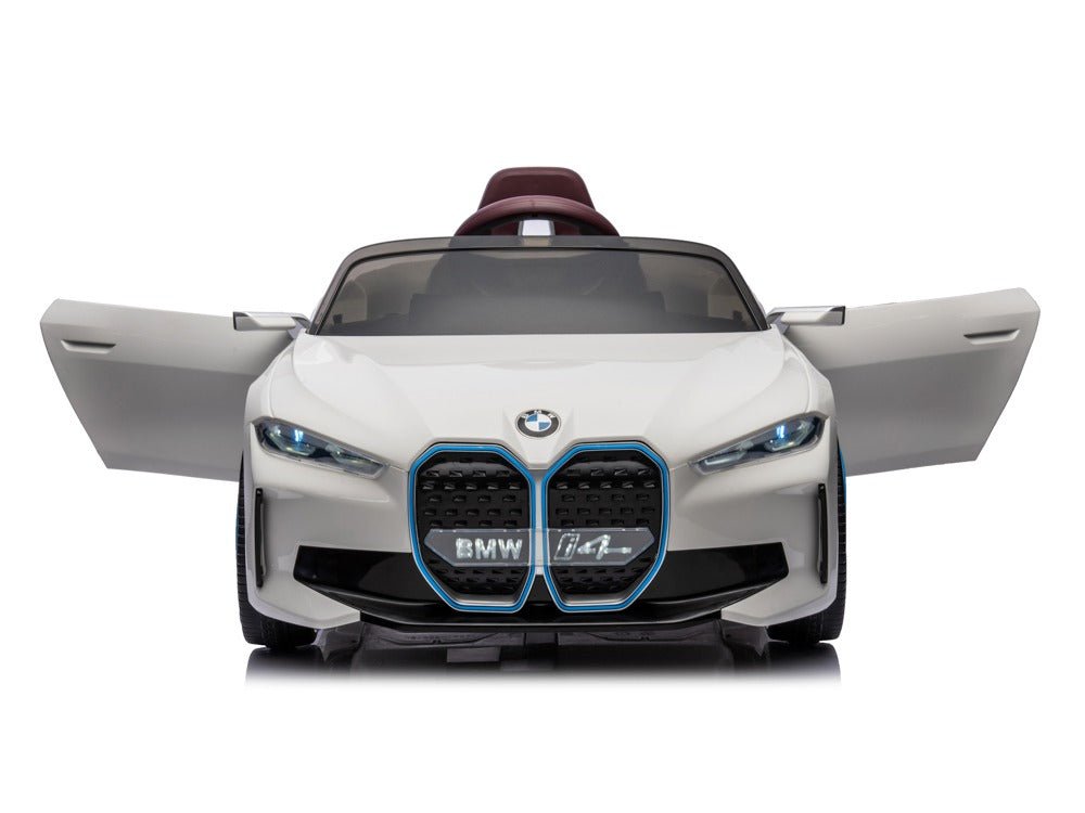 BWM i4 Wit - Elektrische kinderauto met muziek, verstelbare stoel en afstandsbediening - Bivakshop