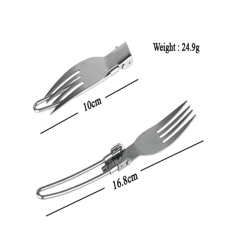 Camping opvouwbare vork lepel en mes - Outdoor servies - Roestvrijstaal - Bivakshop