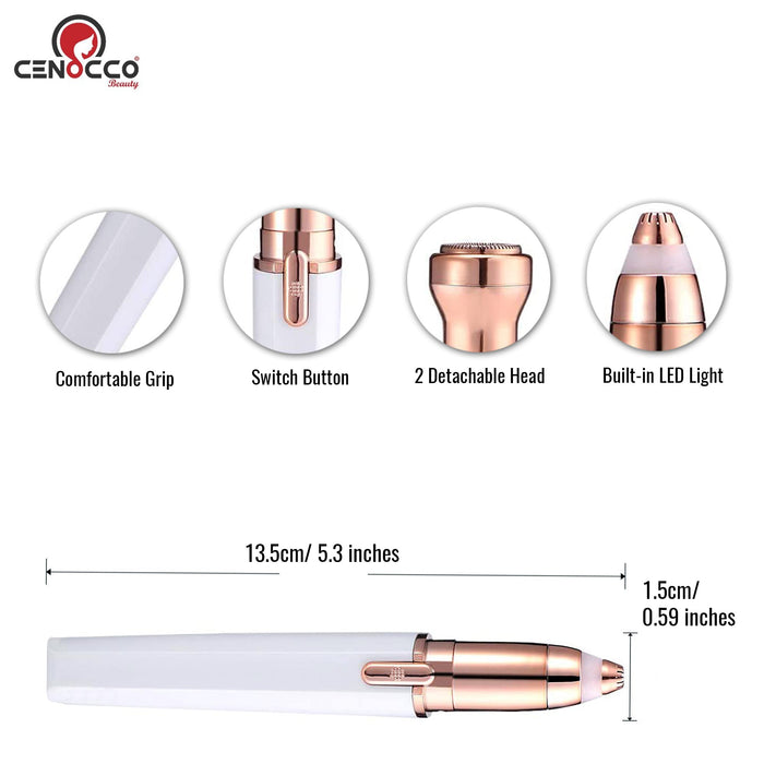 Cenocco Beauty CC-9095: 2-in-1 wenkbrauwtrimmer & gezichtsscheerapparaat - Bivakshop