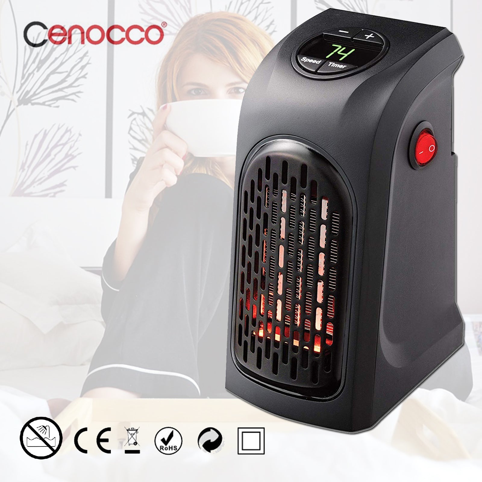 Cenocco draagbare kachel - keramisch - 2 snelheden - stil en geurloos - Bivakshop