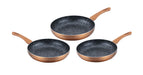 Cenocco Set van 3 Koekenpannen met Marmeren Coating Koper - Keramische pannen - 20/24/28 cm - Bivakshop
