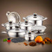 Cheffinger CF - 1600S: 16 Pieces Stainless Steel (Inox) Cookware Set - Bivakshop