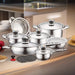 Cheffinger CF - 1600S: 16 Pieces Stainless Steel (Inox) Cookware Set - Bivakshop