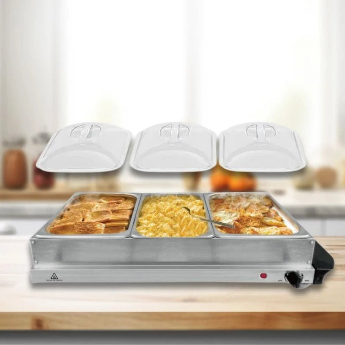 Cheffinger CF-BW300: 3,5 quarts 2-in-1 buffetwarmer + warmhoudplaat - Bivakshop
