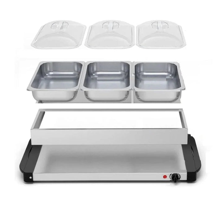 Cheffinger CF-BW300: 3,5 quarts 2-in-1 buffetwarmer + warmhoudplaat - Bivakshop