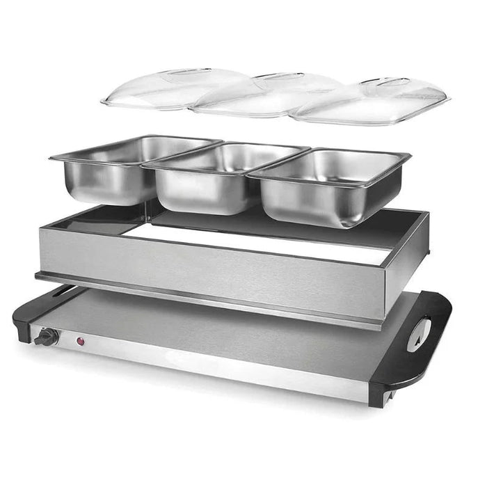 Cheffinger CF-BW300: 3,5 quarts 2-in-1 buffetwarmer + warmhoudplaat - Bivakshop