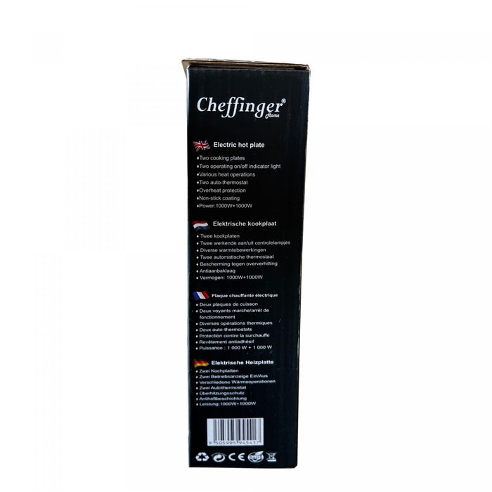 Cheffinger CF-EHD1000: 1000W Elektrische Kookplaat - Dubbel - Bivakshop