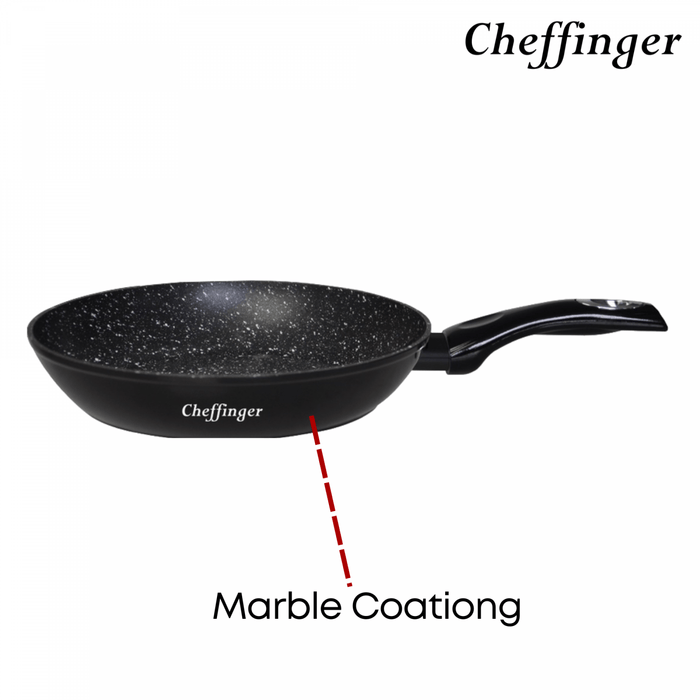 Cheffinger CF - FA1010 - BLK: 10 - delige pannenset met marmercoating - Bivakshop