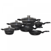 Cheffinger CF - FA1010 - BLK: 10 - delige pannenset met marmercoating - Bivakshop