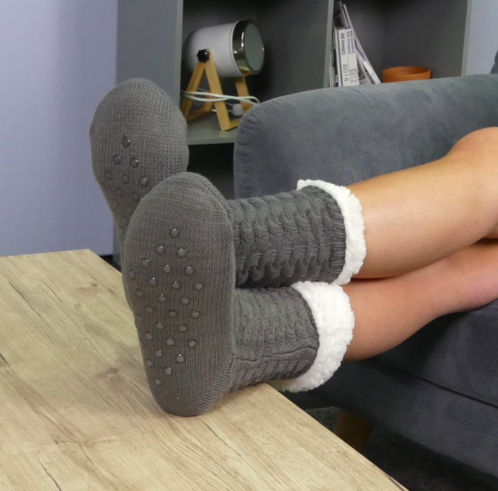 Cocooning Knuffelsokken -Wintersokken - Pantoffel-look - Stevige grip - Bivakshop
