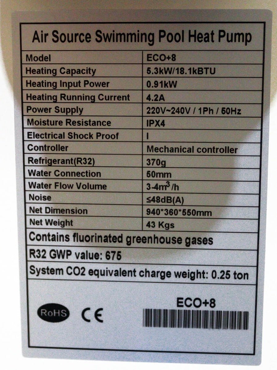 Comfortpool - Zwembad Warmtepomp Eco+ 8 - Bivakshop