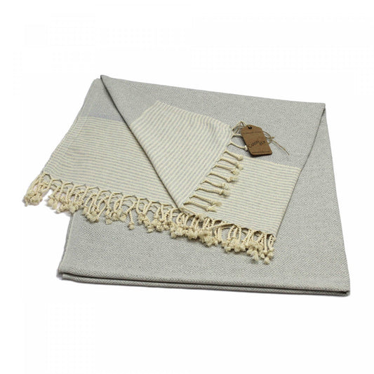 Coton d'Or PS-134: Katoenen Strand Peshtemal Handdoeken 95x185 - Candy Stripes Grijs - Bivakshop