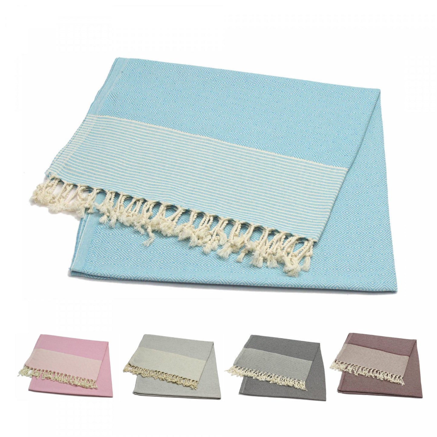Coton d'Or PS-134: Katoenen Strand Peshtemal Handdoeken 95x185 - Candy Stripes Grijs - Bivakshop