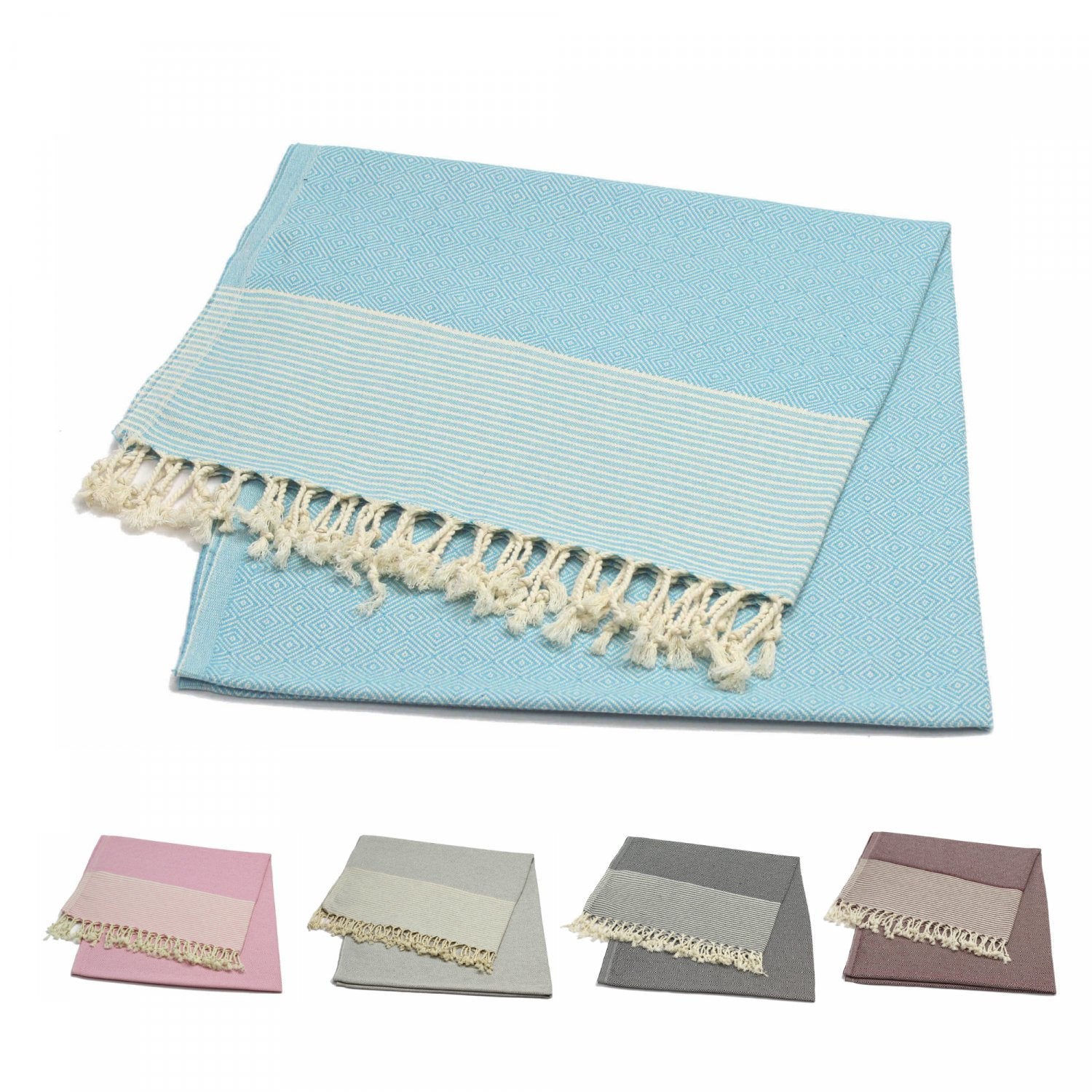 Coton d'Or PS-134: Katoenen Strand Peshtemal Handdoeken 95x185 - Candy Stripes Grijs - Bivakshop