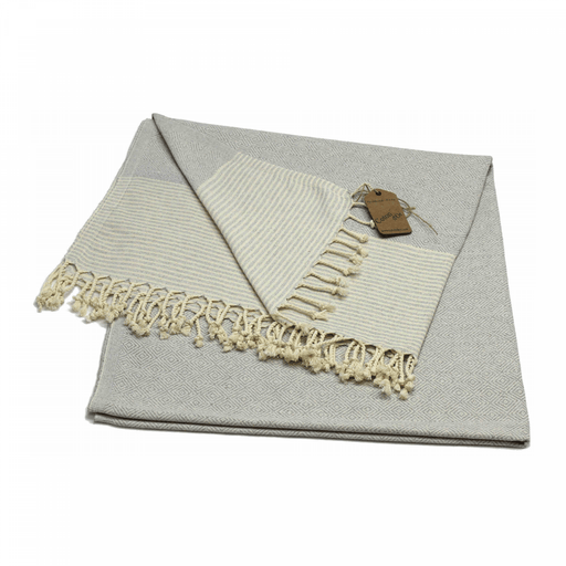 Coton d'Or PS - 134: katoenen strandlakens 95x185 - Candy Stripes Grey - Bivakshop
