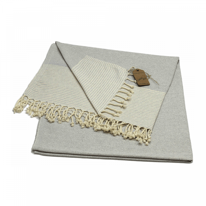 Coton d'Or PS - 134: katoenen strandlakens 95x185 - Candy Stripes Grey - Bivakshop