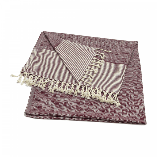Coton d'Or PS - 134: Peshtemal strandlakens van katoen 95x185 - Candy Stripes Maroon - Bivakshop