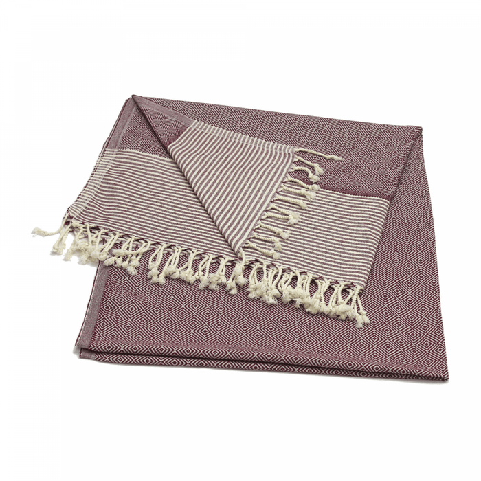Coton d'Or PS - 134: Peshtemal strandlakens van katoen 95x185 - Candy Stripes Maroon - Bivakshop