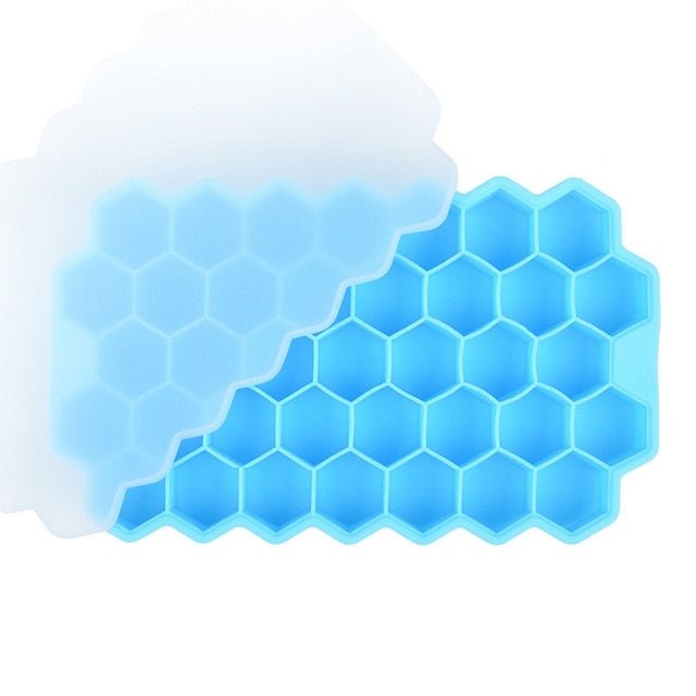 Creatieve 37-Holtes honingraat iJsblokjesmaker - Herbruikbare siliconen vorm met deksel - BPA-vrij - Bivakshop