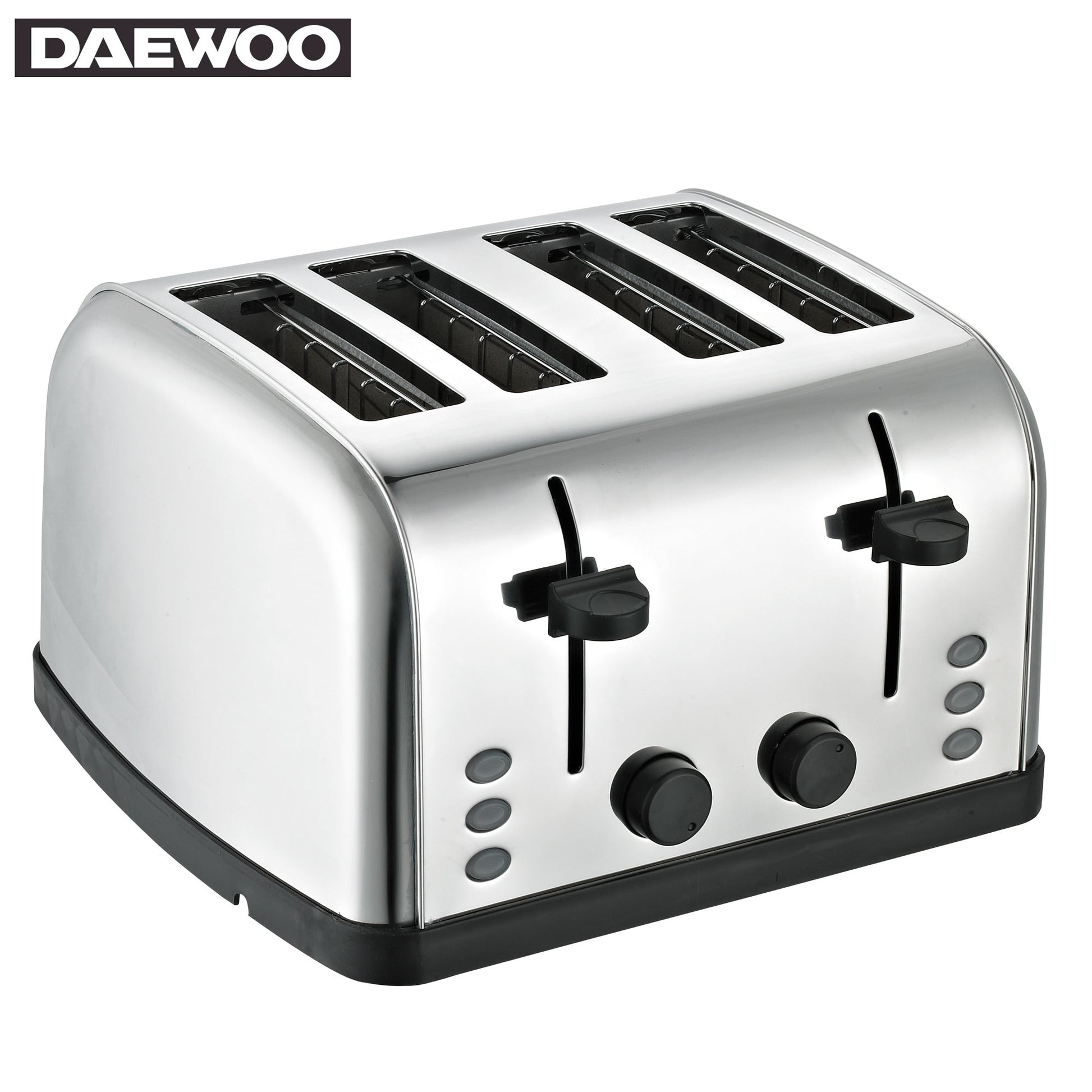 Daewoo SYM-1304: brede roestvrijstalen broodrooster - 4 lades, 4 sneden - Bivakshop