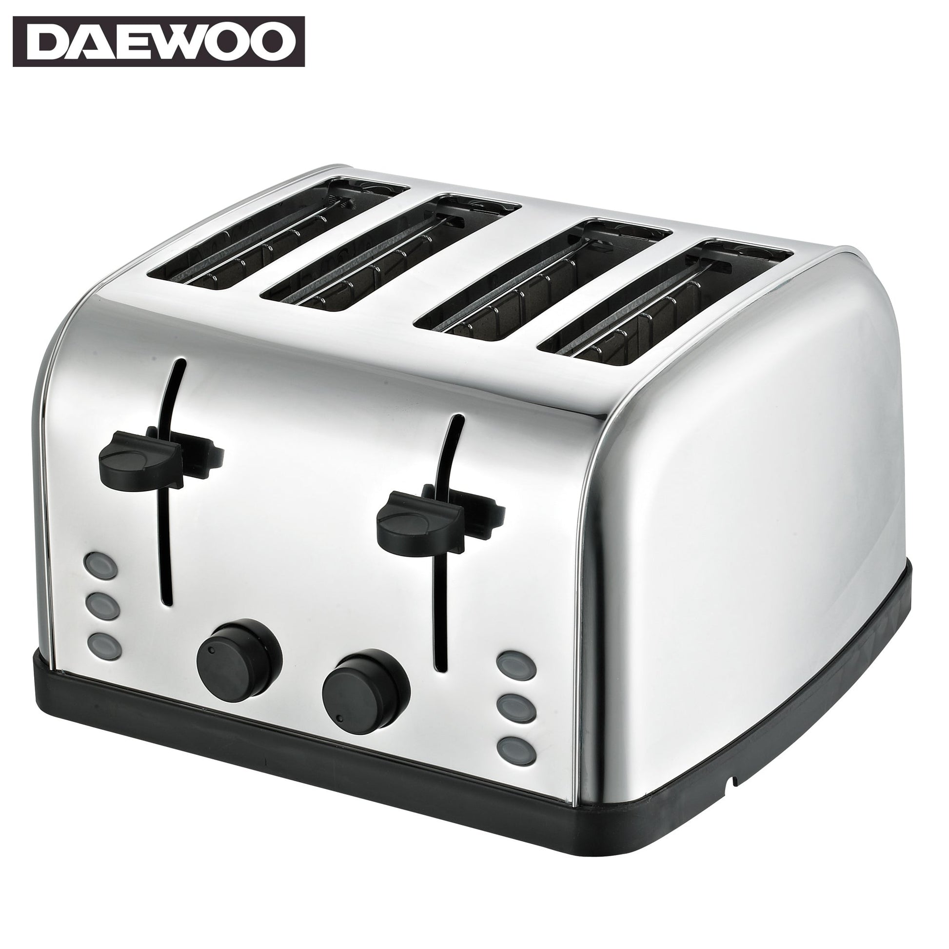 Daewoo SYM-1304: brede roestvrijstalen broodrooster - 4 lades, 4 sneden - Bivakshop