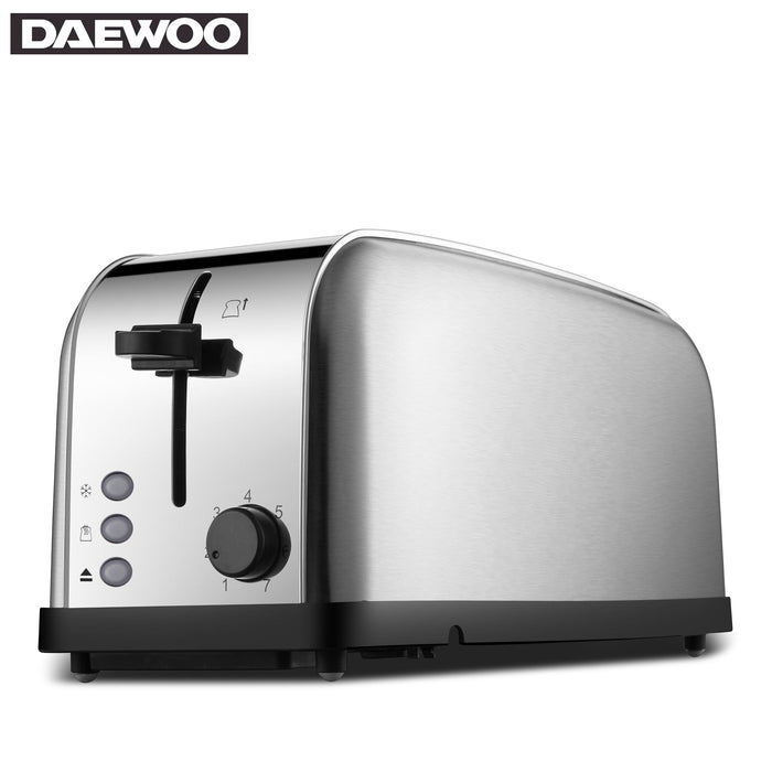 Daewoo SYM-1311: Roestvrij stalen broodrooster - 2 lades, 4 sneetjes - Bivakshop
