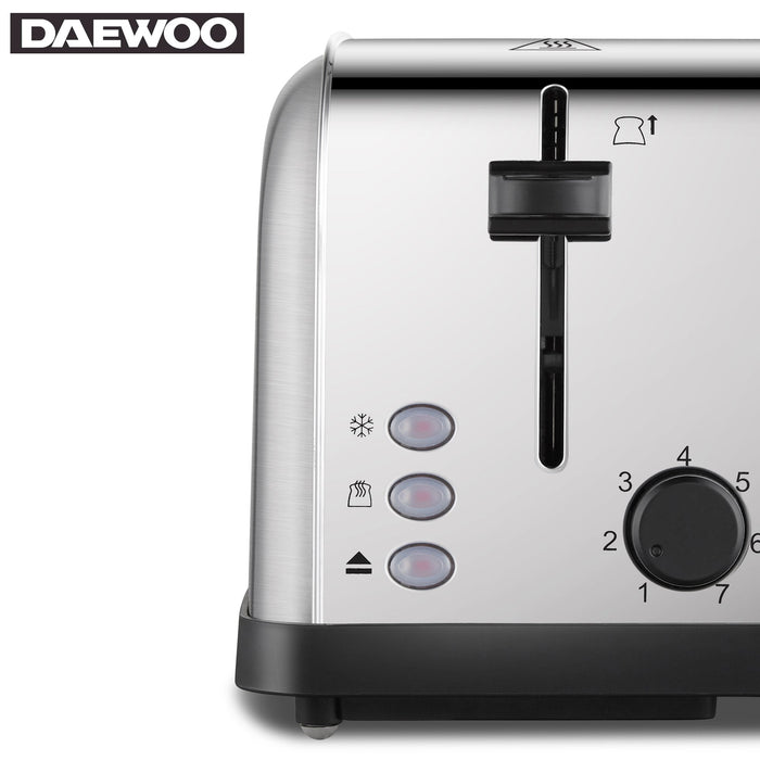 Daewoo SYM-1311: Roestvrij stalen broodrooster - 2 lades, 4 sneetjes - Bivakshop