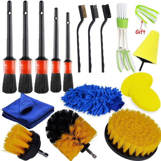 Detaillering borstel set voor auto reiniging - Power scrubber borstels - 17 Stuks - Bivakshop