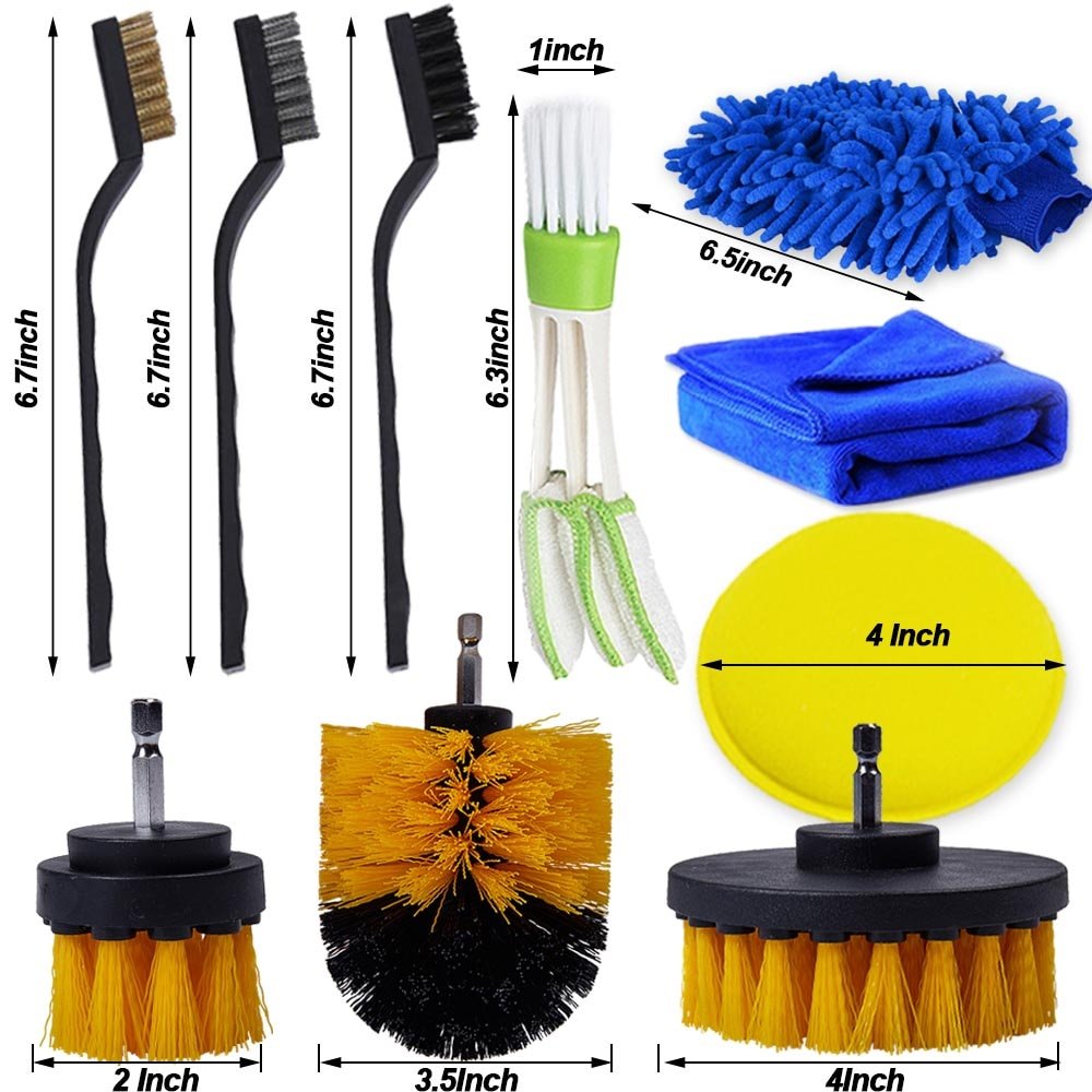 Detaillering borstel set voor auto reiniging - Power scrubber borstels - 17 Stuks - Bivakshop