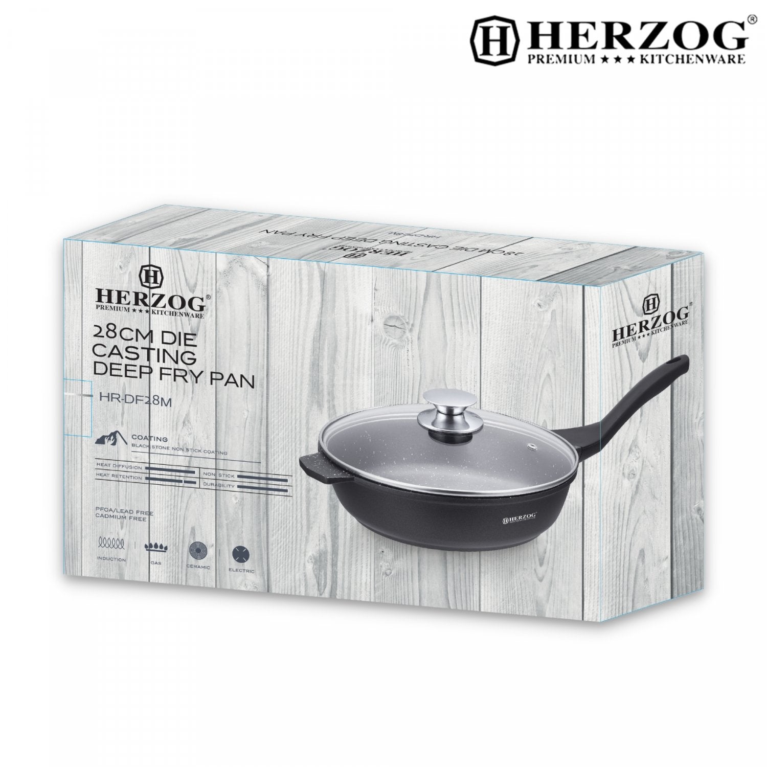 Diepe Droogpan - Herzog - 28cm - PFOA vrij - RVS - Bivakshop