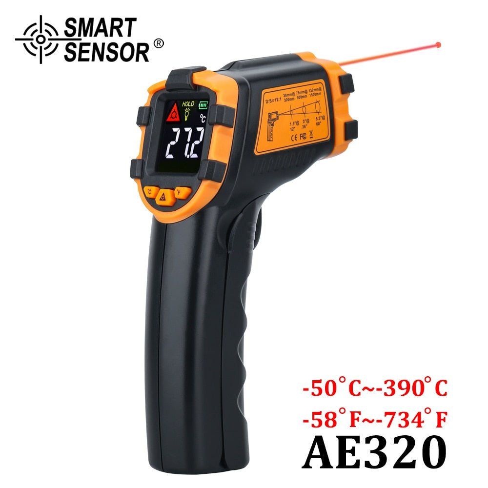 Digitale infrarood thermometer - Contactloze pyrometer met kleur LCD - Bivakshop