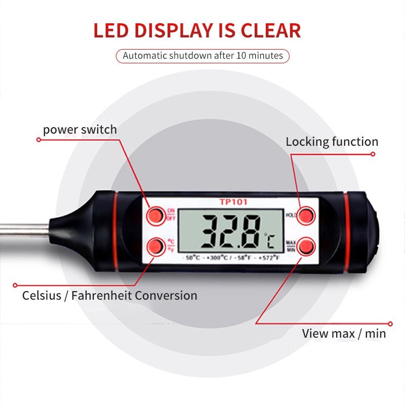 Digitale voedsel thermometer - Vloeibare thermometer G421 - LCD - Bivakshop