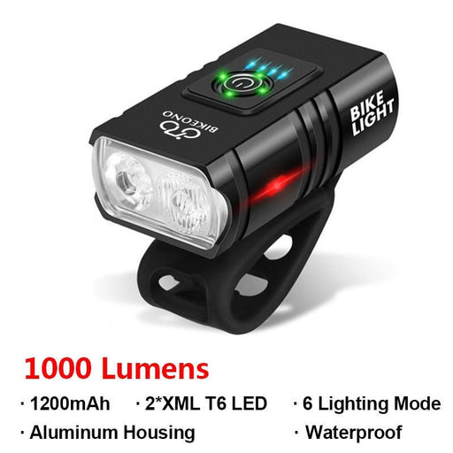 Draagbare fietsverlichting - Bikeono oplaadbare zaklamp - Waterdicht fiets licht koplamp - USB interface - Bivakshop