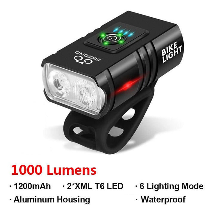 Draagbare fietsverlichting - Bikeono oplaadbare zaklamp - Waterdicht fiets licht koplamp - USB interface - Bivakshop