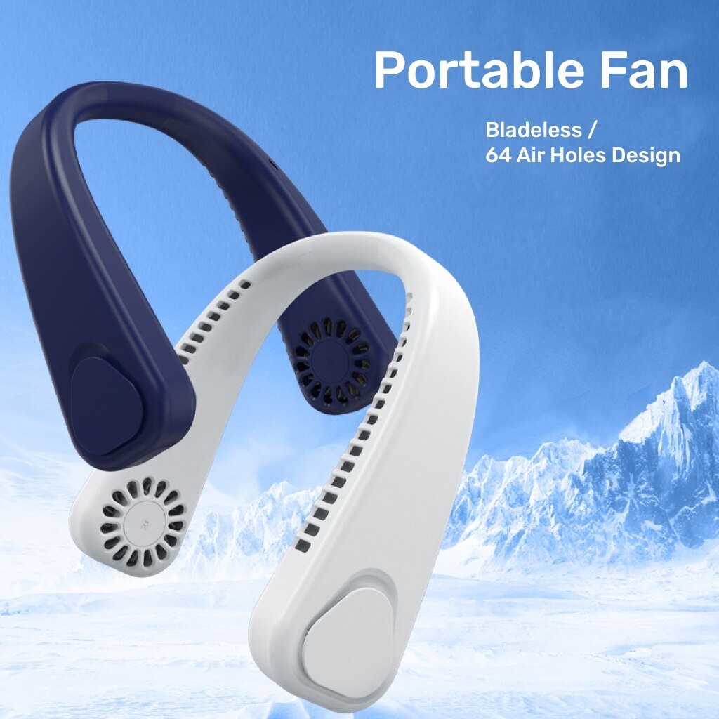 Draagbare hangende nek ventilator voor de zomer - USB oplaadbaar - Bladloos ontwerp - Bivakshop