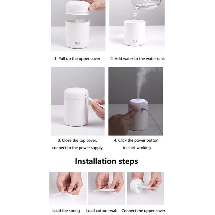 Draagbare USB Aroma diffuser 300ML - Aromatherapie - Geur Verdamper - Luchtbevochtiger met Sfeer en nachtlampje - Vernevelaar - Etherische Olie - Bivakshop